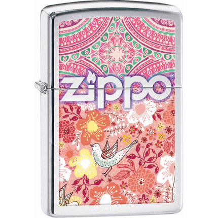 Zippo 28851 Songbird Flowers Design High Polish Chrome Windproof Refillable Lighter ,