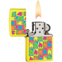 Zippo 28954 Boxed Flames Design Neon Yellow Windproof Refillable Metal Pocket Lighter ,