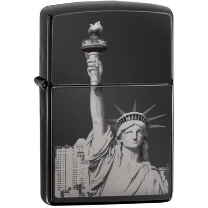 Zippo 29437 Statue of Liberty Black High Polish Windproof Refillable Brass Lighter ,