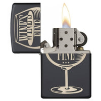 Zippo 29611 Wines Fine Liquors Quicker Black Matte Windproof Refillable Lighter ,