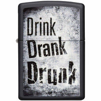 Zippo 29618 Drink Drank Drunk Design Black Matte Windproof Refillable Metal Lighter ,