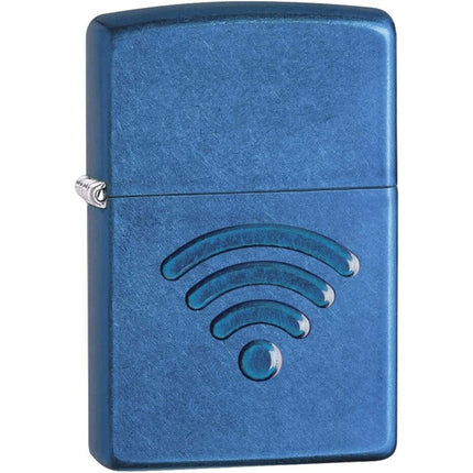 Zippo 29716 WiFi Stamp 3D Design Cerulean Blue Windproof Refillable Lighter ,