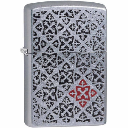 Zippo 29720 Fancy Black Red Design Street Chrome Windproof Refillable Lighter ,