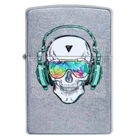 Zippo 29855 Skull Headphones Design Street Chrome Windproof Refillable Lighter ,