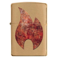 Zippo 29878 Rusty Flame Design Brushed Brass Windproof Refillable Pocket Lighter ,