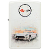 Zippo 48406 Corvette Windproof Pocket Lighter, White Matte, Made in USA ,