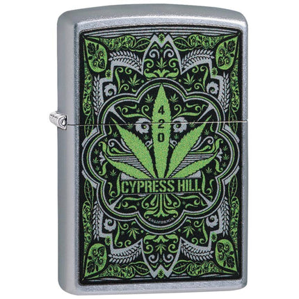 Zippo 49010 Cypress Hill Leaf Design Windproof Pocket Lighter, Street Chrome ,