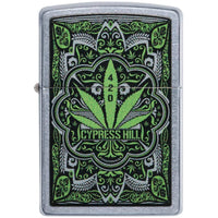 Zippo 49010 Cypress Hill Leaf Design Windproof Pocket Lighter, Street Chrome ,