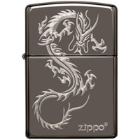 Zippo 49030 Chinese Dragon Windproof Pocket Lighter, Black Ice, Laser ,