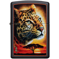 Zippo 49068 Mazzi Leopard Windproof Pocket Lighter, Black Matte, USA ,