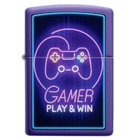 Zippo 49157 Gamer Play & Win Windproof Pocket Lighter, Purple Matte ,