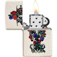 Zippo 49252 Floral Skeleton Design Windproof Pocket Lighter, Mercury Glass ,