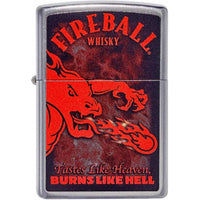 Zippo 49308 Fireball Whiskey Windproof Pocket Lighter, Street Chrome ,