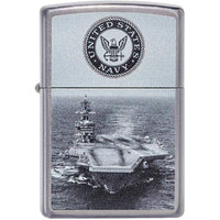 Zippo 49319 U.S. Navy Aircraft Carrier Windproof Pocket Lighter, Street Chrome ,
