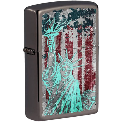 Zippo 49663 Statue of Liberty Black Ice Windproof Pocket Lighter ,