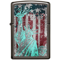 Zippo 49663 Statue of Liberty Black Ice Windproof Pocket Lighter ,