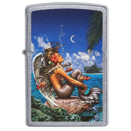 Zippo 49688 Mermaid Art Street Chrome Windproof Pocket Lighter ,