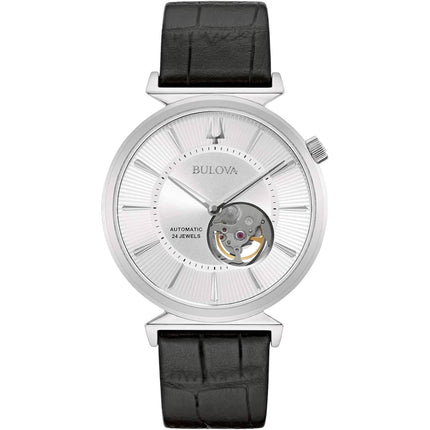 Bulova 96A240 Regatta Automatic Men's Watch, 40mm Silver Dial, Leather Strap ,