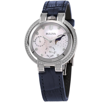 Bulova 96R237 Rubaiyat Moon Dial Diamond Women's Watch, 35mm, Leather Strap ,