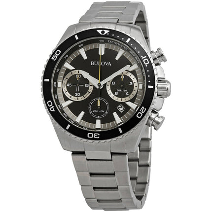 Bulova 98B298 Marine Star Men's Chronograph Watch, 45mm, Black Dial, Steel ,