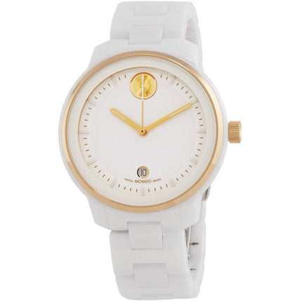Movado 3600934 Bold Verso Unisex Watch, 39mm, White Dial, White Ceramic ,