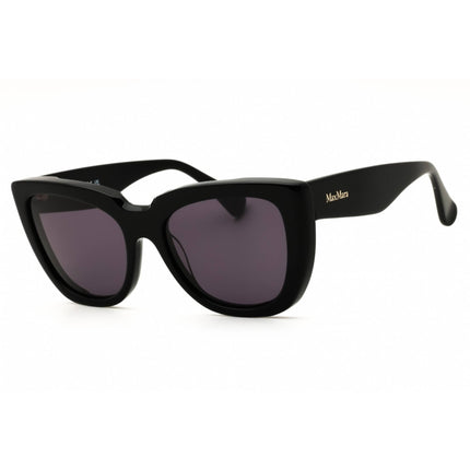 Max Mara MM0090 01A Women's Shiny Black Acetate Cat Eye Full Rim Frame Sunglasses ,