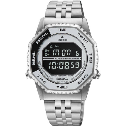 Seiko Rotocall HFL002P1 Men's Silver Stainless Steel Digital Quartz Watch 100M ,