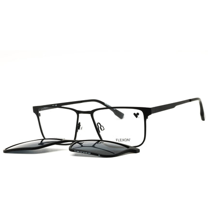 Flexon Men's Matte Black Metal Full Rim Rectangular Sunglasses - FLX1006MAG-SET N 002 ,