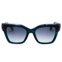 Longchamp LO762SN 407 Women's Striped Blue Cat Eye Sunglasses, Grey Gradient Lenses ,