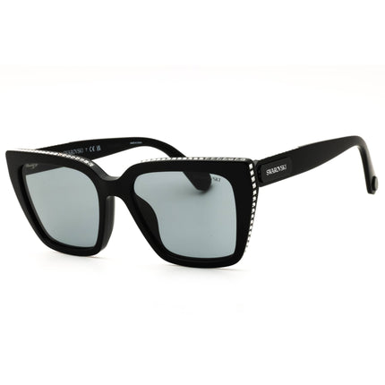 Swarovski Women's Black Acetate Full Rim Rectangular Frame Sunglasses - SK6013 1010/1 ,