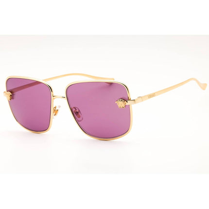 Versace Women's Gold Metal Full Rim Rectangular Frame Sunglasses - 0VE2282 1002AK ,