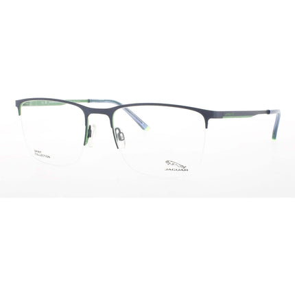Jaguar JG33617 3100 Men's Square Shape Half Rim Metal Frame Eyeglasses in Matte Blue ,