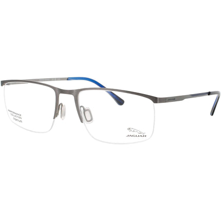Jaguar JG35600 6500 Men's Rectangular Shape Half Rim Titanium Frame Eyeglasses in Grey ,