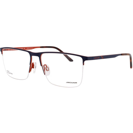 Jaguar JG33625 3100 Men's Matte Blue Metal Half Rim Square Shape Eyeglasses Frame ,