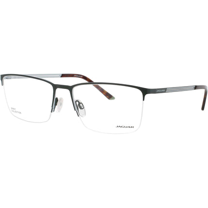 Jaguar JG33630 4100 Men's Matte Green Metal Half Rim Rectangular Eyeglasses Frame ,