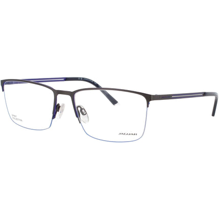 Jaguar JG33630 4200 Men's Matte Grey Metal Half Rim Rectangular Eyeglasses Frame ,