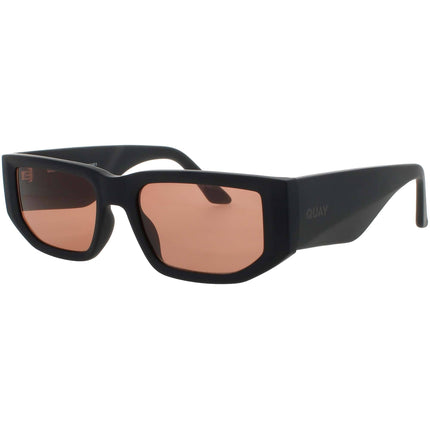 Quay Unisex Matte Black Acetate Rectangular Frame Sunglasses - GOOD TIME MTBLK/DRKAPR ,