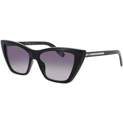 Quay Women's Black Acetate Full Rim Cat Eye Frame Sunglasses - SET IN STONE BLK/SMK ,