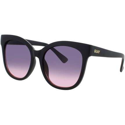 Quay Women's Matte Black Acetate Cat Eye Frame Sunglasses - IT'S MY WAY MTBLK/BLKPNKFD ,