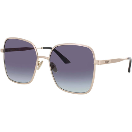 Quay Women's Brushed Gold Metal Full Rim Oversized Sunglasses - 5TH AVE BGL/BLKAQ ,