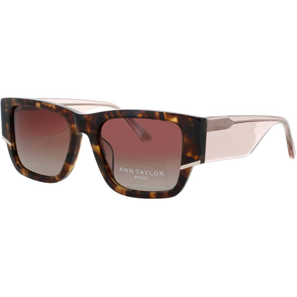 Ann Taylor Women's Tortoise/Crystal Blush Acetate Square Frame Sunglasses - ATP930 C02 ,