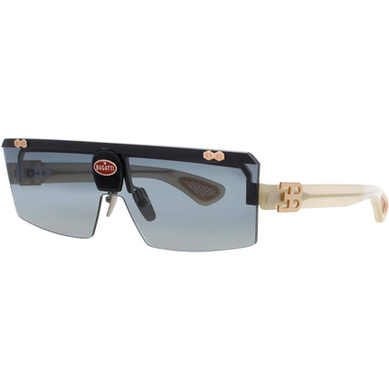 Bugatti Men's Black/Rose Gold Metal/Acetate Half Rim Shield Frame Sunglasses - 01C RG ,