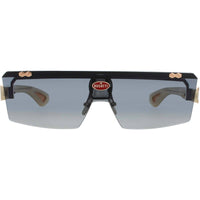 Bugatti Men's Black/Rose Gold Metal/Acetate Half Rim Shield Frame Sunglasses - 01C RG ,
