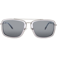 Champion Men's Crystal Grey Acetate/Metal Full Rim Navigator Sunglasses - GAMEX C03 ,
