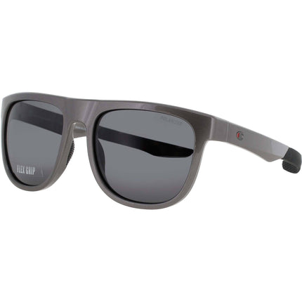 Champion Men's Metallic Grey Acetate Full Rim Rectangular Frame Sunglasses - SOLD C01 ,