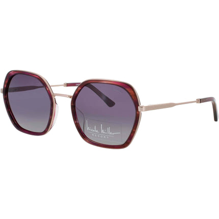 Nicole Miller Women's Purple Grain Full Rim Geometric Frame Sunglasses - BARLOW C02 ,