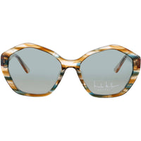 Nicole Miller Women's Brown/Green Acetate Geometric Frame Sunglasses - SANTORINI C01 ,