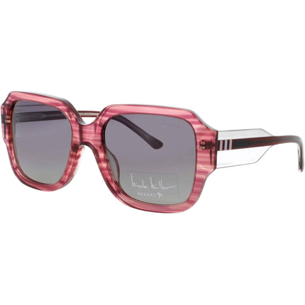 Nicole Miller Women's Pink Stripe Acetate Full Rim Geometric Sunglasses - SARDINIA C01 ,