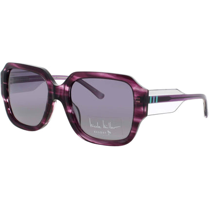 Nicole Miller Women's Purple Stripe Acetate Geometric Frame Sunglasses - SARDINIA C02 ,