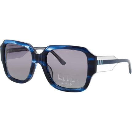 Nicole Miller Women's Blue Tortoise Acetate Full Rim Square Sunglasses - SARDINIA C03 ,